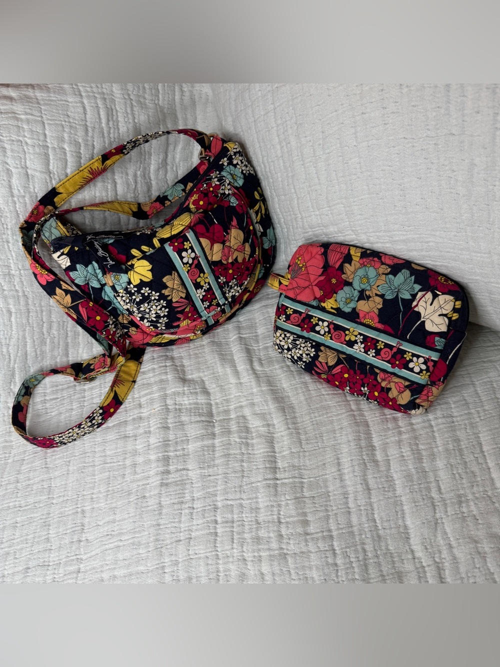 Vera Bradley:Happy Snails Retired Pattern Crossbody & Matching Cosmetic Bag Set